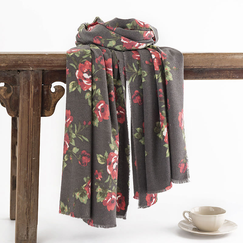 BWOOOH Tibetan Rose Flower Garden Shawl Fall Winter Cozy 
