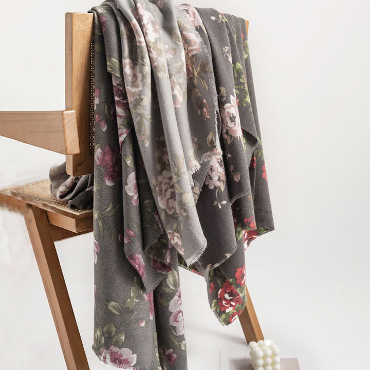 BWOOOH Tibetan Rose Flower Garden Shawl Fall Winter Cozy 