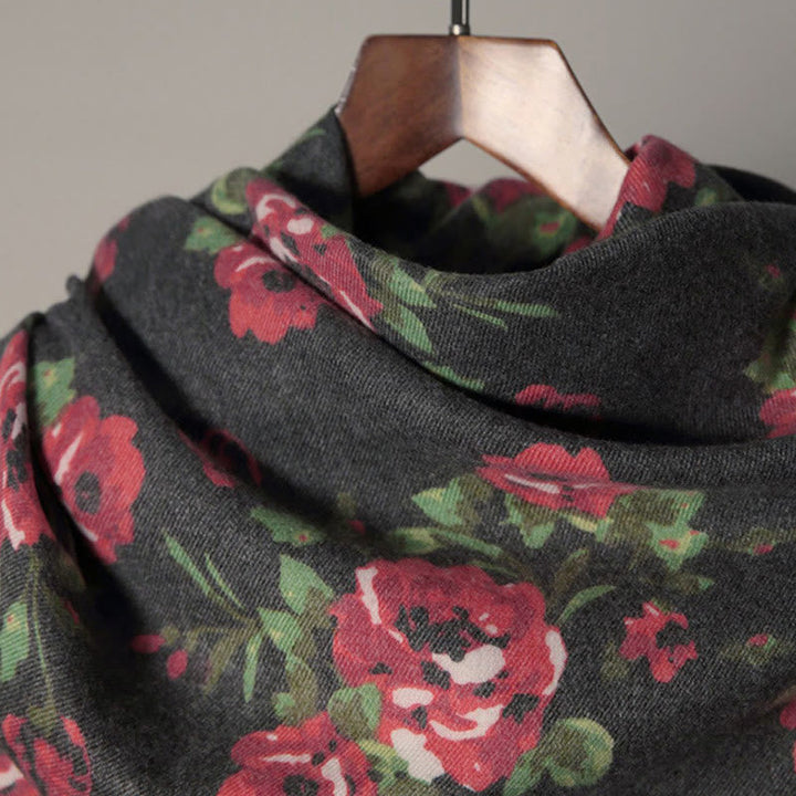 BWOOOH Tibetan Rose Flower Garden Shawl Fall Winter Cozy 