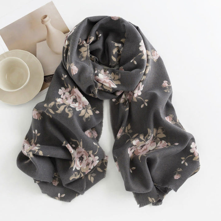 BWOOOH Tibetan Rose Flower Garden Shawl Fall Winter Cozy 