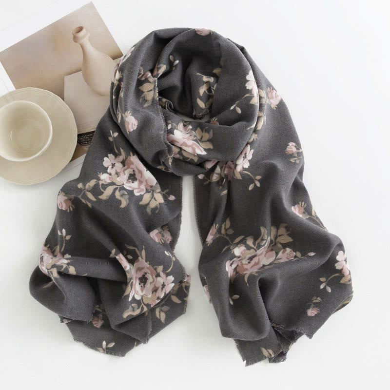 BWOOOH Tibetan Rose Flower Garden Shawl Fall Winter Cozy 