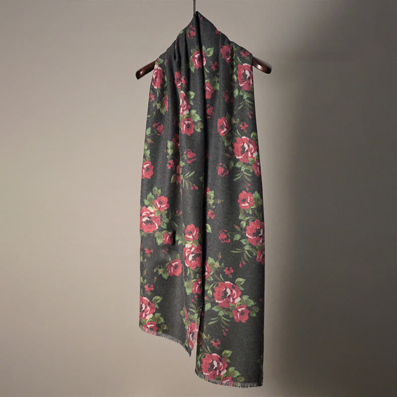 BWOOOH Tibetan Rose Flower Garden Shawl Fall Winter Cozy 