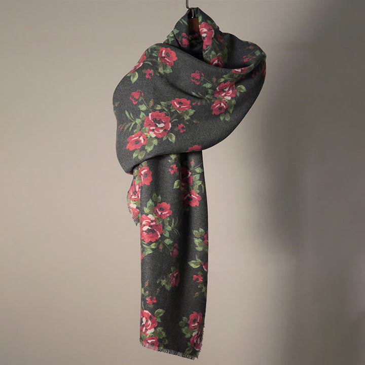 BWOOOH Tibetan Rose Flower Garden Shawl Fall Winter Cozy 