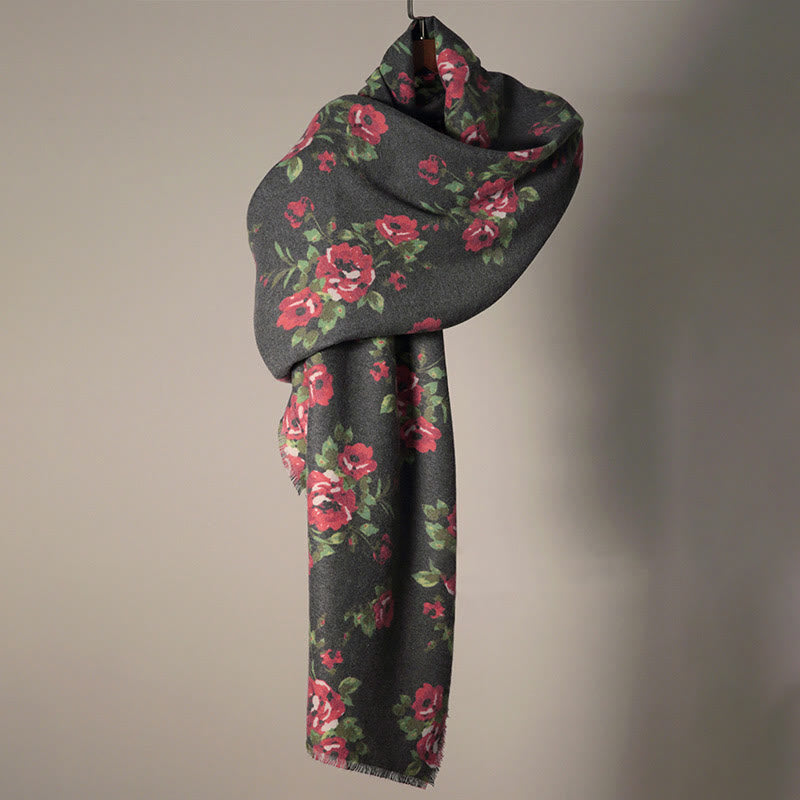 BWOOOH Tibetan Rose Flower Garden Shawl Fall Winter Cozy 