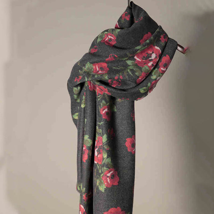 BWOOOH Tibetan Rose Flower Garden Shawl Fall Winter Cozy 