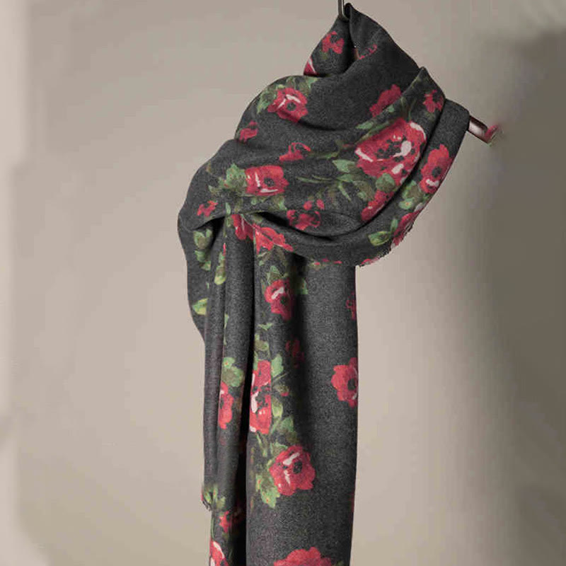 BWOOOH Tibetan Rose Flower Garden Shawl Fall Winter Cozy 