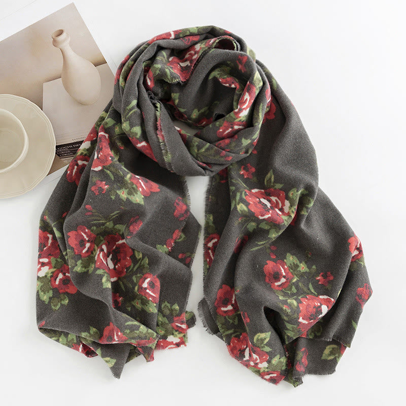 BWOOOH Tibetan Rose Flower Garden Shawl Fall Winter Cozy 