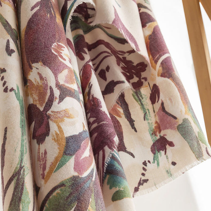 BWOOOH Tibetan Sweet Colorful Flower Print Shawl Fall Win