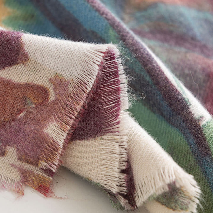 BWOOOH Tibetan Sweet Colorful Flower Print Shawl Fall Win