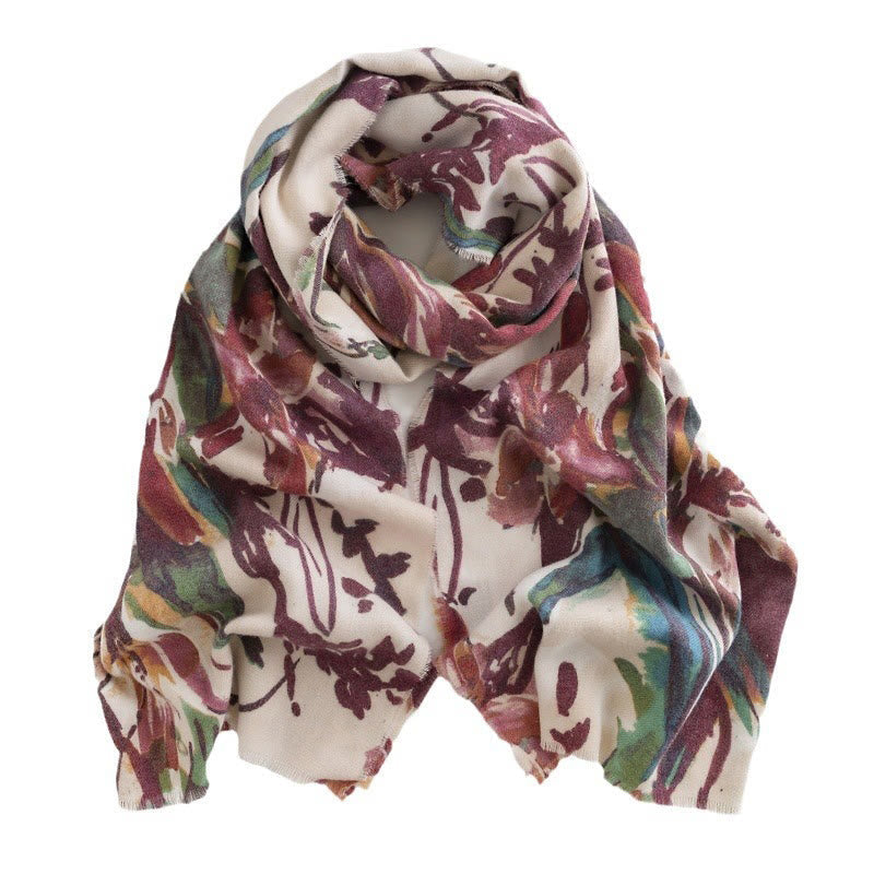 BWOOOH Tibetan Sweet Colorful Flower Print Shawl Fall Win