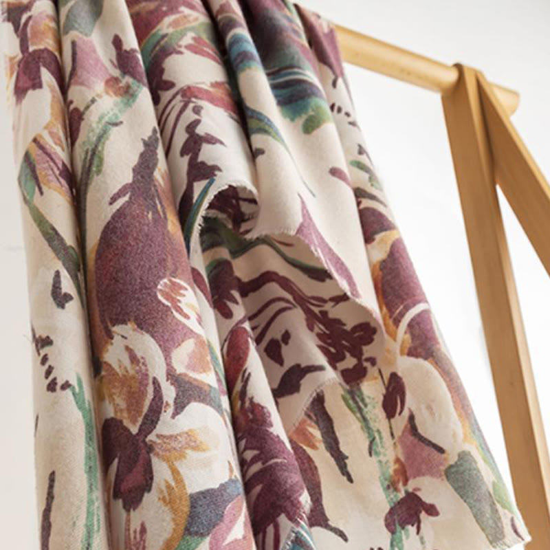 BWOOOH Tibetan Sweet Colorful Flower Print Shawl Fall Win
