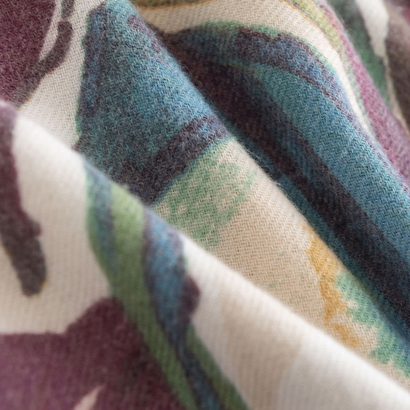 BWOOOH Tibetan Sweet Colorful Flower Print Shawl Fall Win