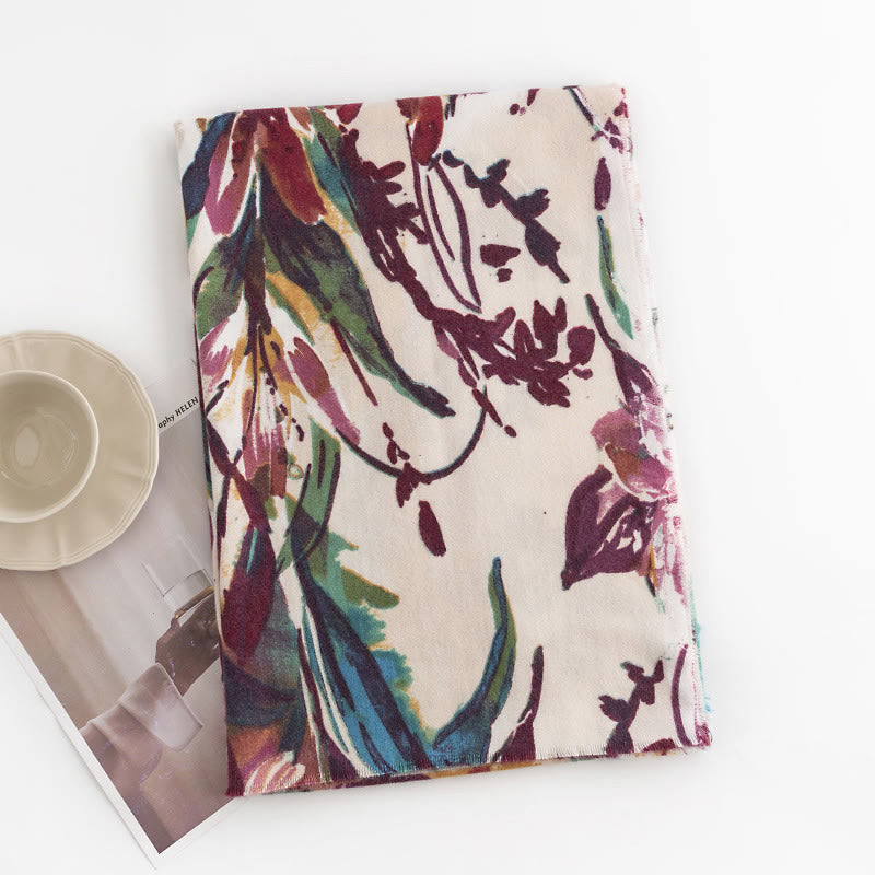 BWOOOH Tibetan Sweet Colorful Flower Print Shawl Fall Win