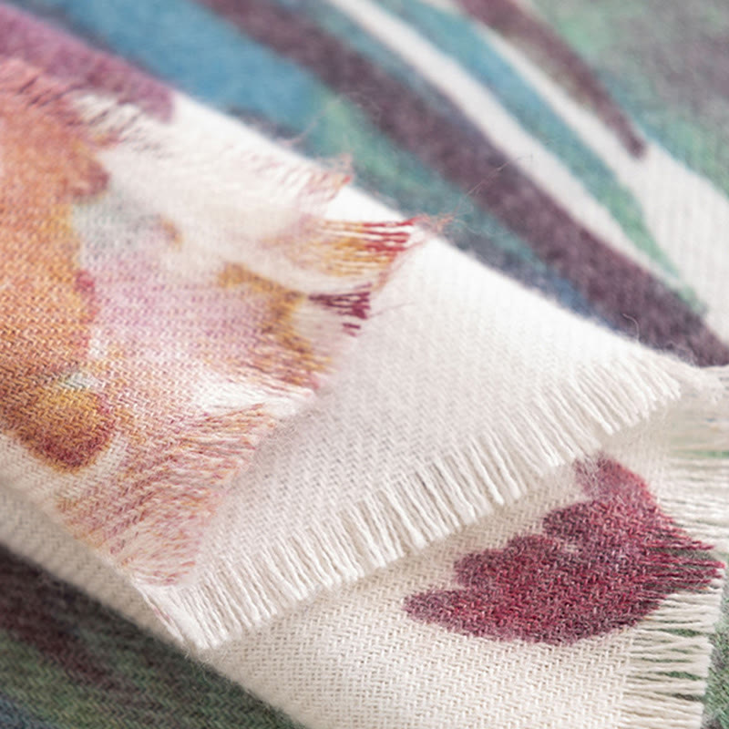 BWOOOH Tibetan Sweet Colorful Flower Print Shawl Fall Win