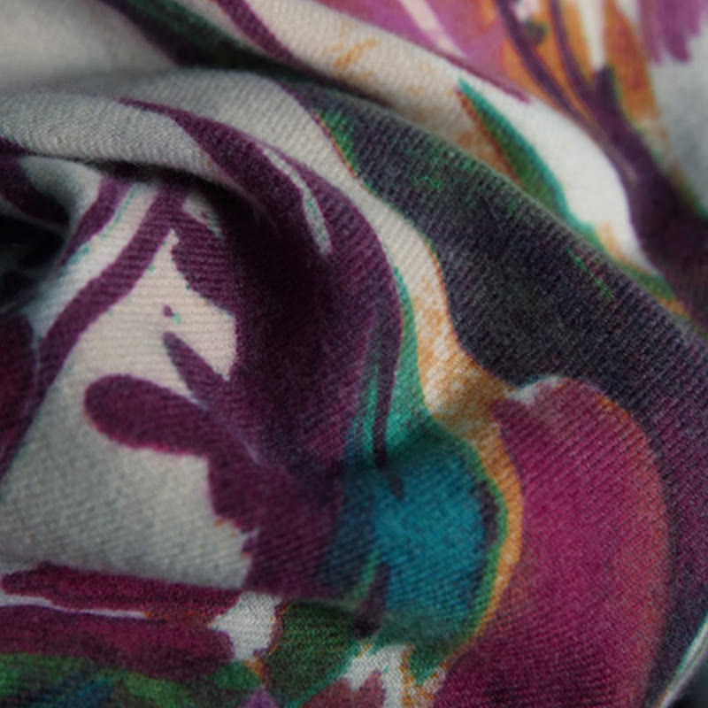BWOOOH Tibetan Sweet Colorful Flower Print Shawl Fall Win