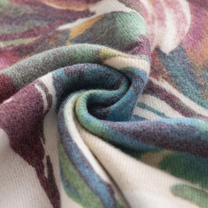BWOOOH Tibetan Sweet Colorful Flower Print Shawl Fall Win