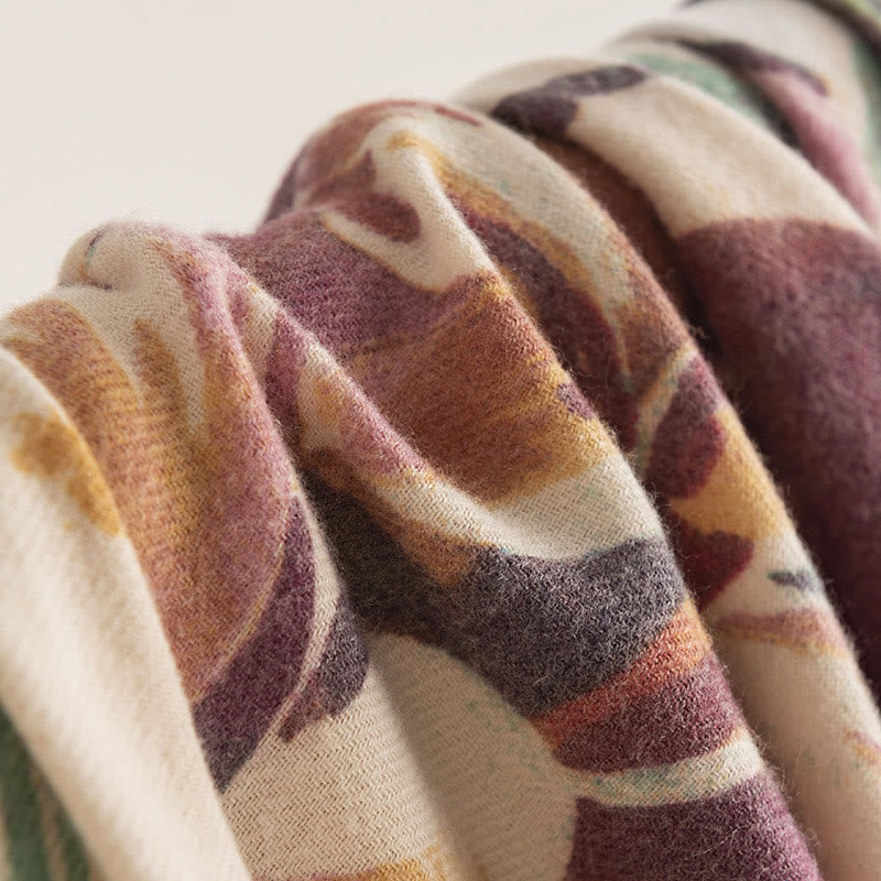 BWOOOH Tibetan Sweet Colorful Flower Print Shawl Fall Win