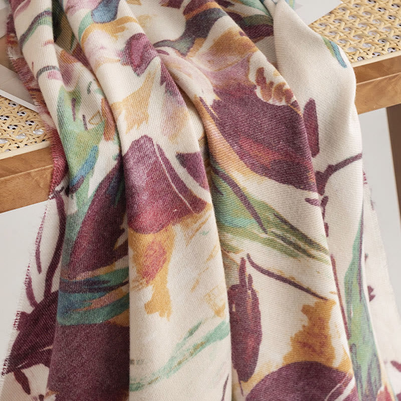 BWOOOH Tibetan Sweet Colorful Flower Print Shawl Fall Win
