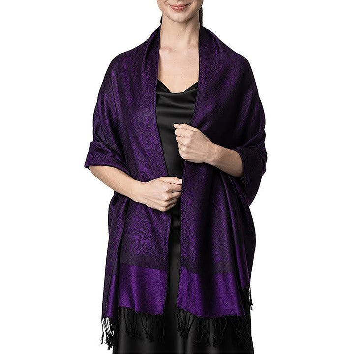 BWOOOH Tibetan Cashew Jacquard Tassels Shawl Spring Fall 