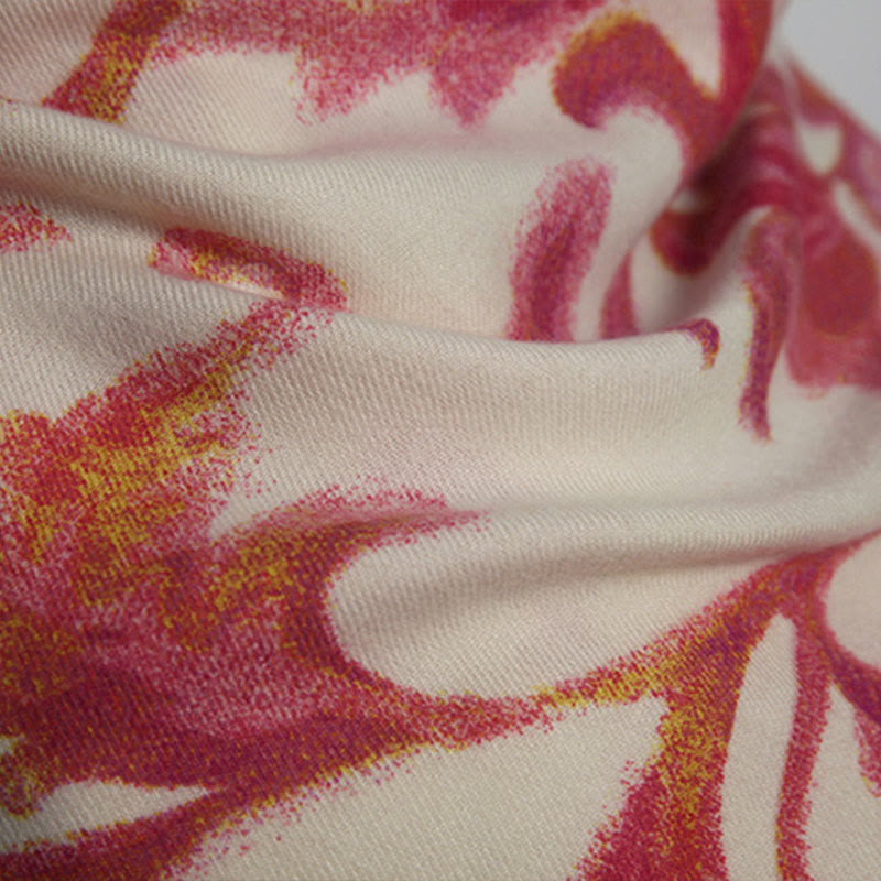 BWOOOH Tibetan Red Flower Print Shawl Fall Winter Soft Wa