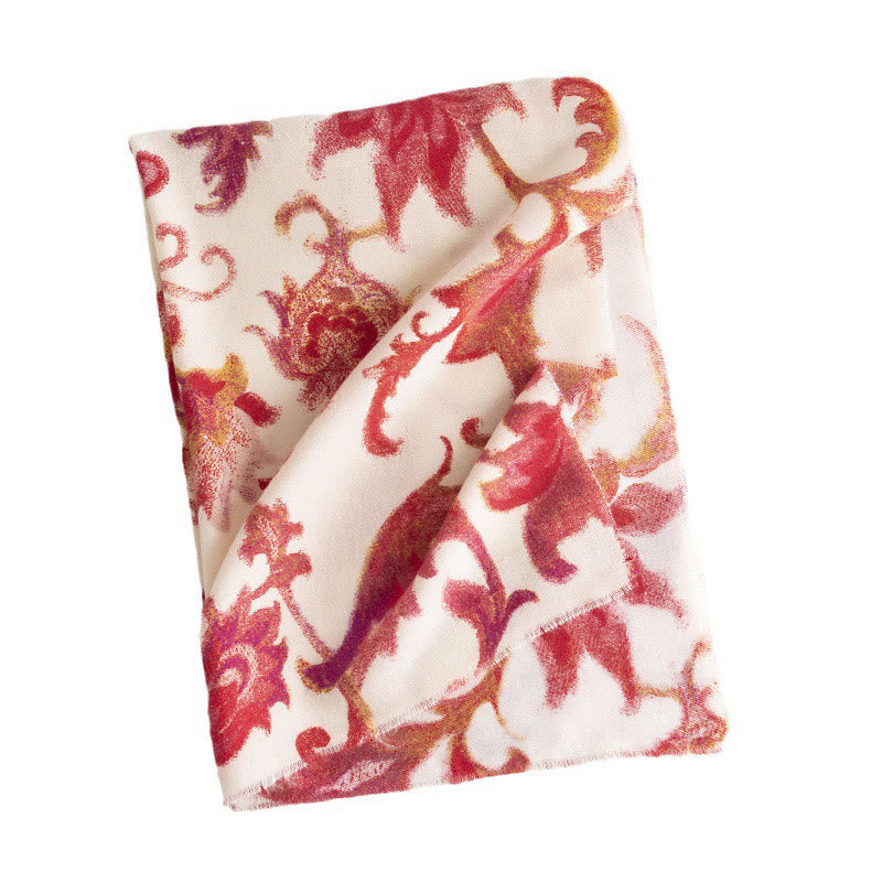 BWOOOH Tibetan Red Flower Print Shawl Fall Winter Soft Wa