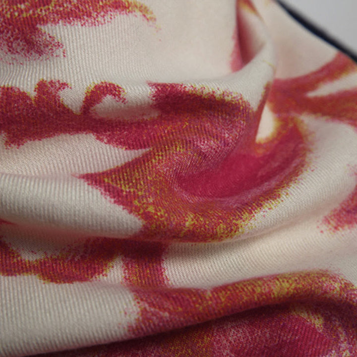 BWOOOH Tibetan Red Flower Print Shawl Fall Winter Soft Wa