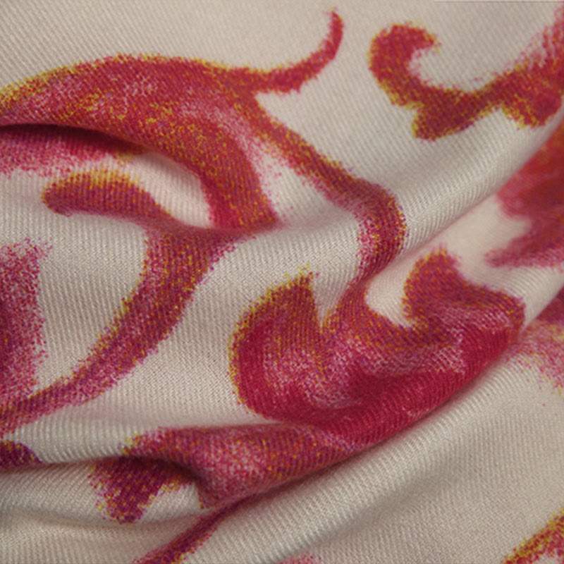 BWOOOH Tibetan Red Flower Print Shawl Fall Winter Soft Wa