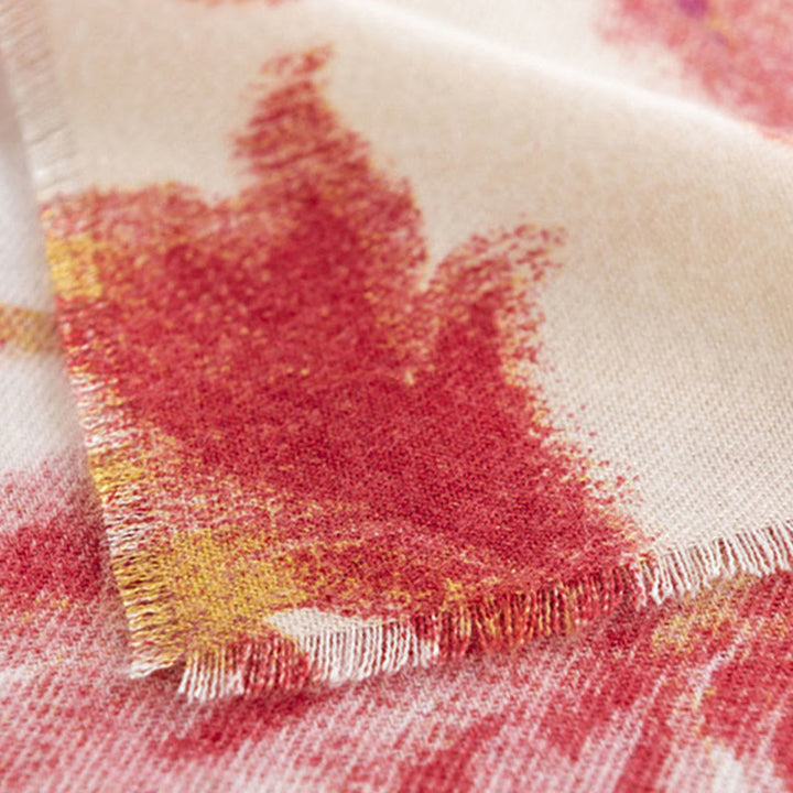 BWOOOH Tibetan Red Flower Print Shawl Fall Winter Soft Wa