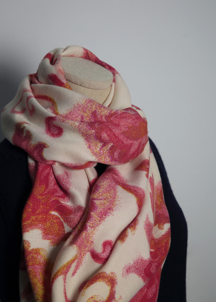 BWOOOH Tibetan Red Flower Print Shawl Fall Winter Soft Wa
