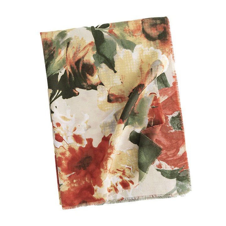 BWOOOH Tibetan Chinese Retro Ink Painting Flower Print Sh