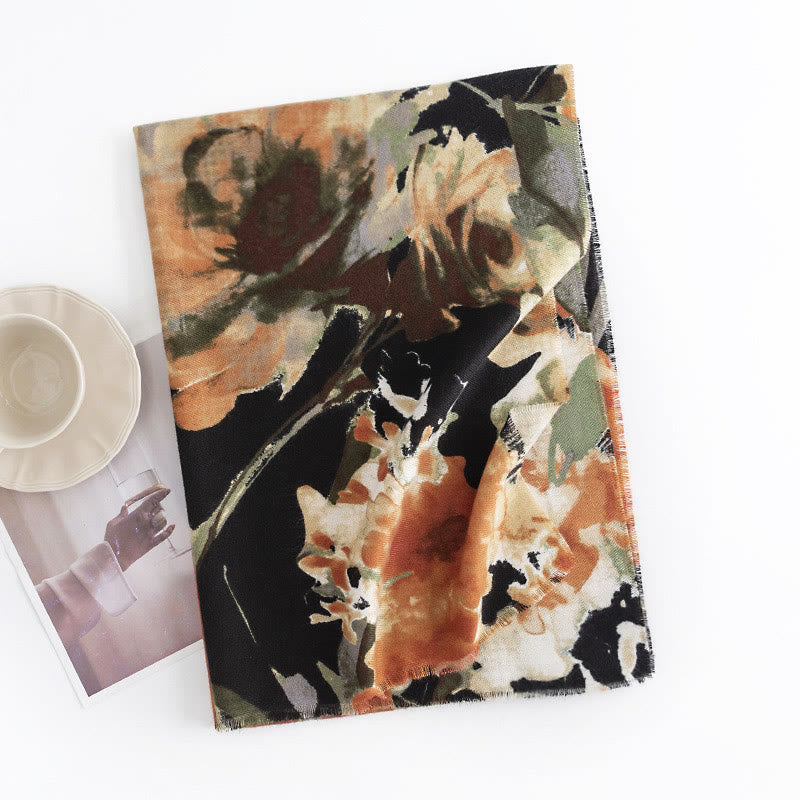 BWOOOH Tibetan Chinese Retro Ink Painting Flower Print Sh