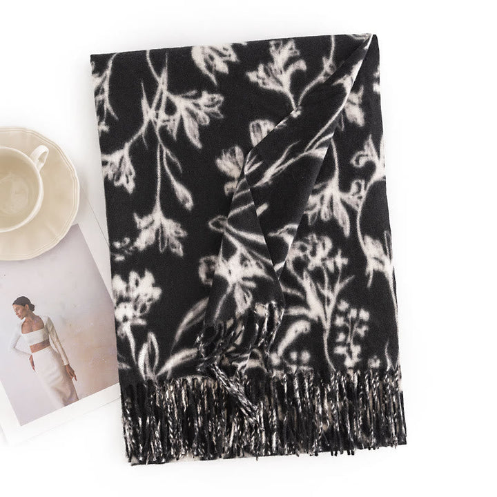 BWOOOH Tibetan Shawl Blooming Flower Branches Print Tasse