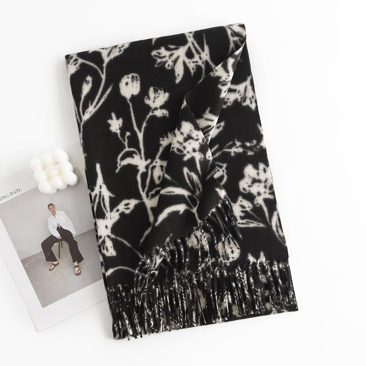 BWOOOH Tibetan Shawl Blooming Flower Branches Print Tasse