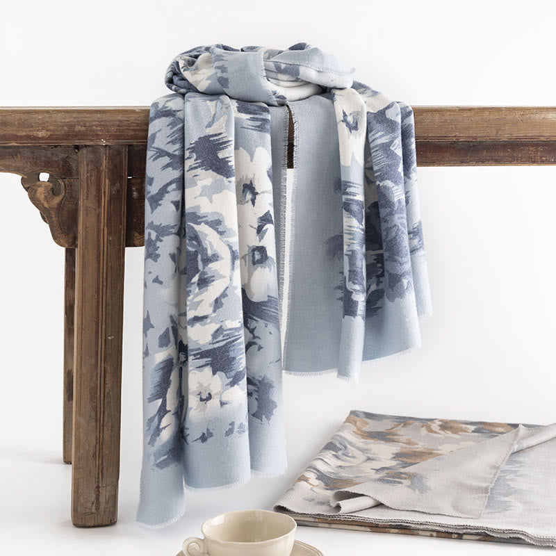 BWOOOH Tibetan Shawl Ethnic Retro Rose Print Fall Winter 
