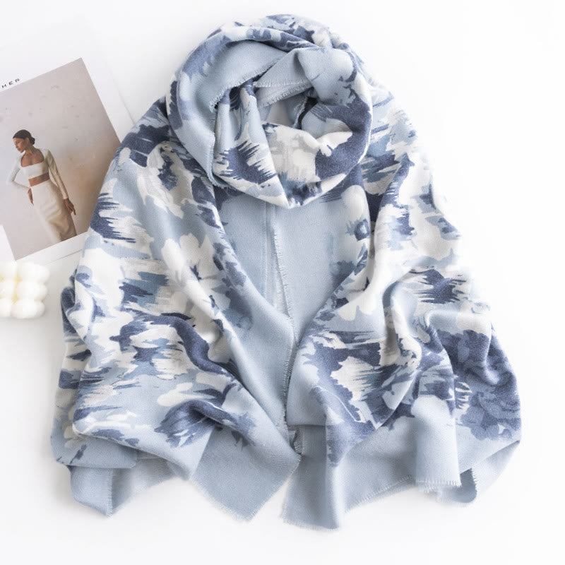 BWOOOH Tibetan Shawl Ethnic Retro Rose Print Fall Winter 