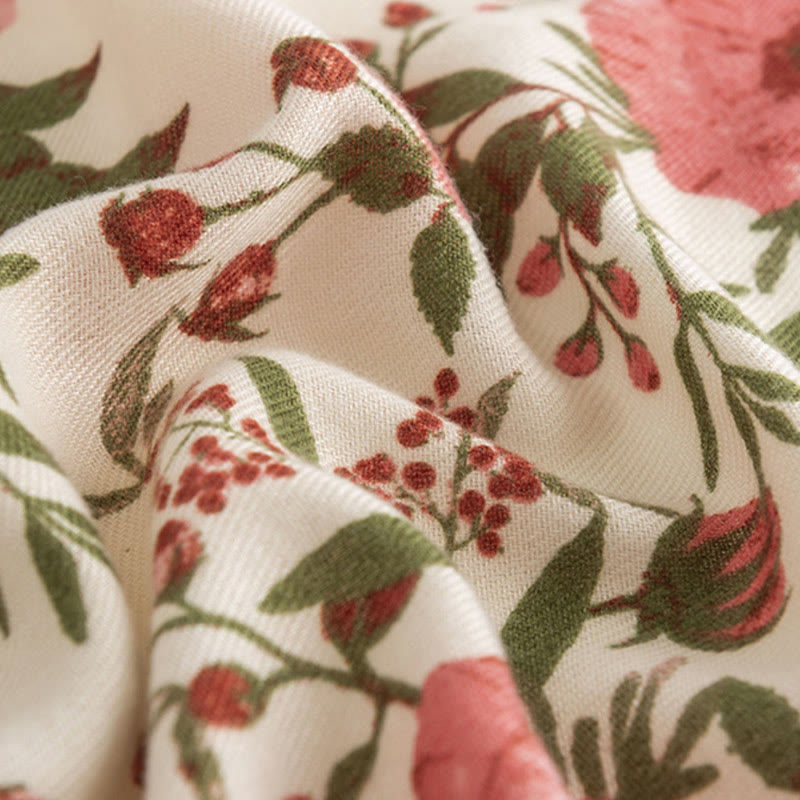 BWOOOH Tibetan Shawl Elegant Sweet Style Big Flower Leave