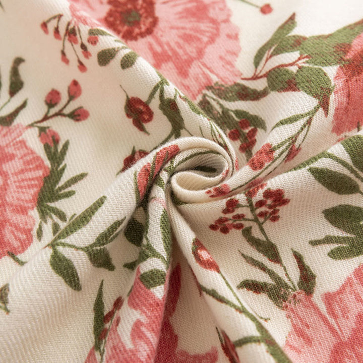 BWOOOH Tibetan Shawl Elegant Sweet Style Big Flower Leave