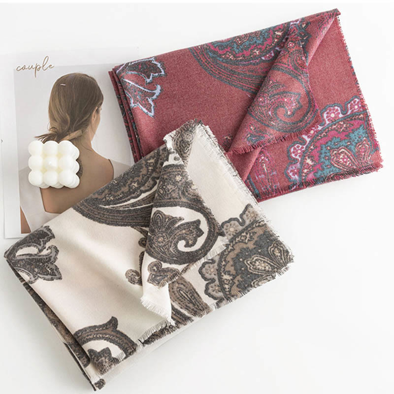 BWOOOH Tibetan Paisley Prints Shawl Fall Winter Soft Warm