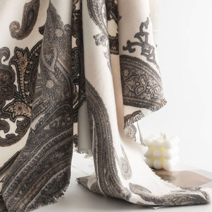 BWOOOH Tibetan Paisley Prints Shawl Fall Winter Soft Warm