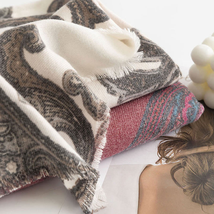 BWOOOH Tibetan Paisley Prints Shawl Fall Winter Soft Warm