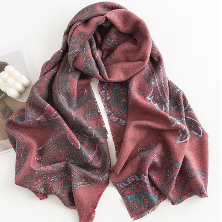 BWOOOH Tibetan Paisley Prints Shawl Fall Winter Soft Warm