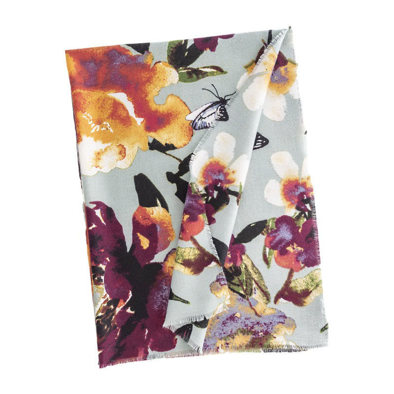 BWOOOH Tibetan Colorful Butterfly Flower Print Shawl Fall