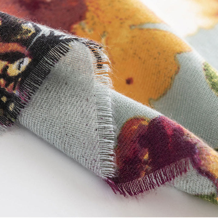 BWOOOH Tibetan Colorful Butterfly Flower Print Shawl Fall