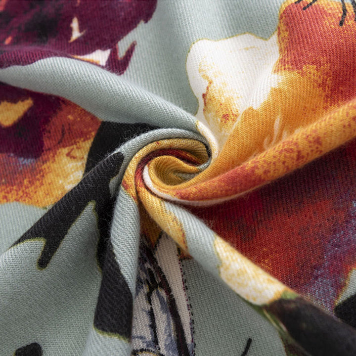 BWOOOH Tibetan Colorful Butterfly Flower Print Shawl Fall