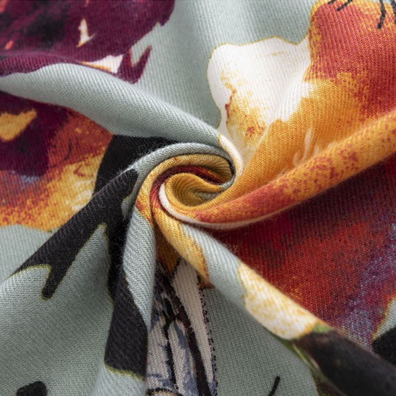 BWOOOH Tibetan Colorful Butterfly Flower Print Shawl Fall