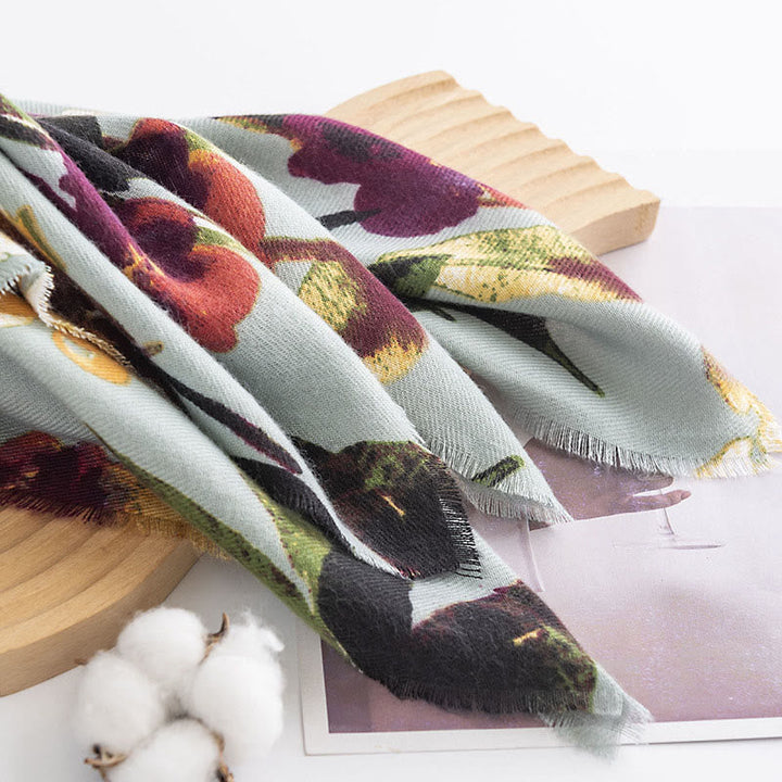 BWOOOH Tibetan Colorful Butterfly Flower Print Shawl Fall