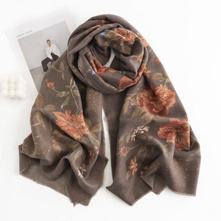 BWOOOH Tibetan Multiflora Rose Print Pattern Design Shawl
