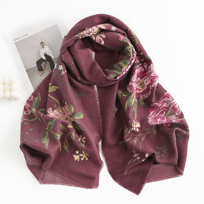 BWOOOH Tibetan Multiflora Rose Print Pattern Design Shawl