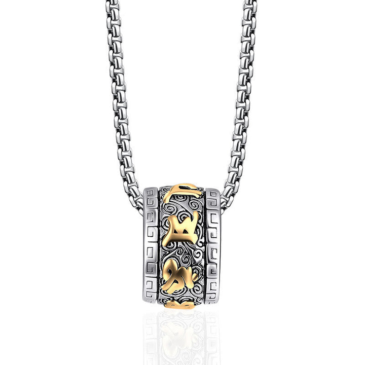 BWOOOH Tibetan Om Mani Padme Hum Titanium Steel Peace Necklace Pendant
