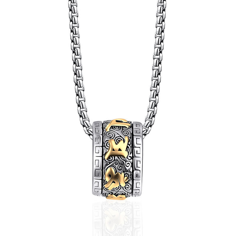 BWOOOH Tibetan Om Mani Padme Hum Titanium Steel Peace Necklace Pendant
